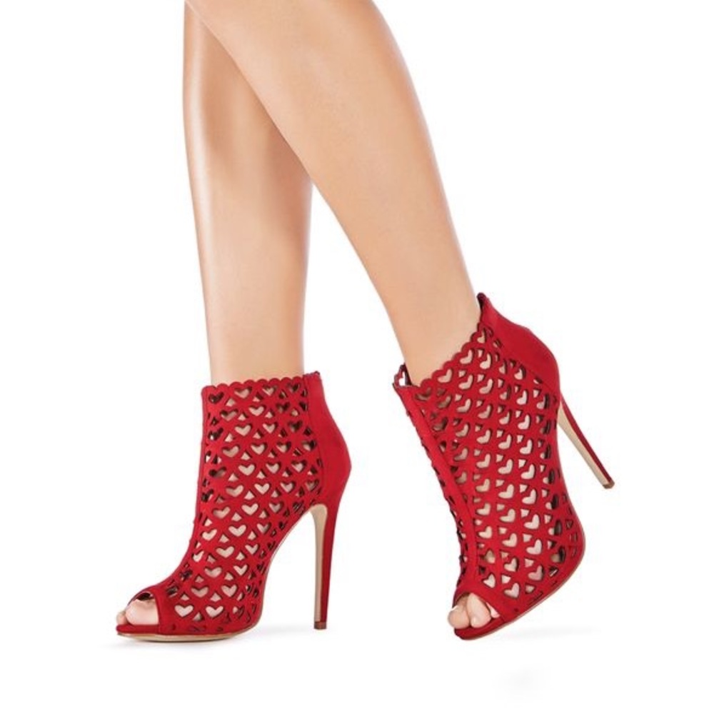 Just fab red hearts  booties . heels stiletto 8